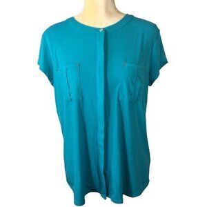 Dana Buchman Size Large Light Blue Button Down Top Sleeveless